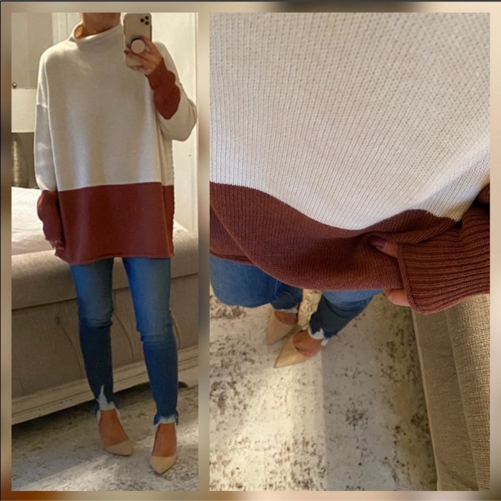 🔁 Two Tone Mock Neck Sweater